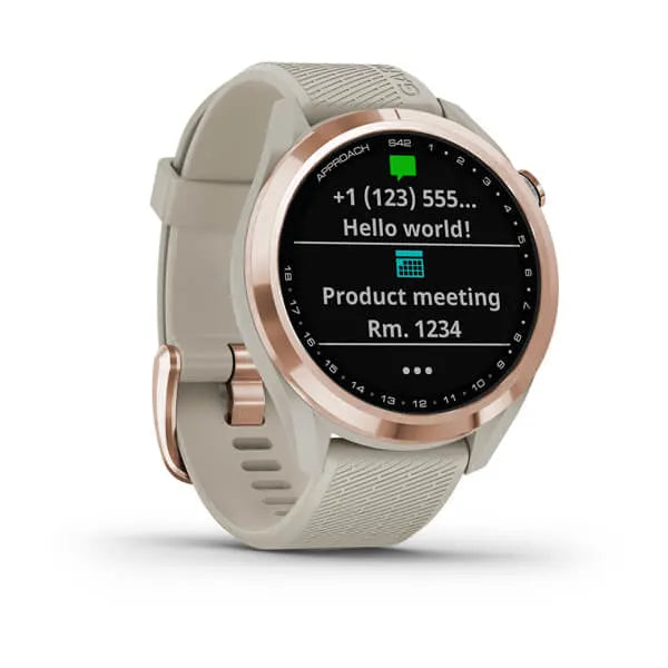 Garmin Approach® S42, Rose Gold with Light Sand Band Model #: GAR-010-02572-12